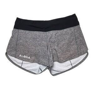 Lululemon Speed Up Short Long Mid Rise*4" Heather Lux Black Aloha Hawaii Logo